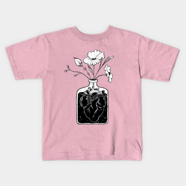 Heart in Jar (with flowers) Kids T-Shirt by chriswig